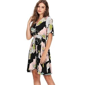 Women's Boho Button up Floral Print Flowy Dress